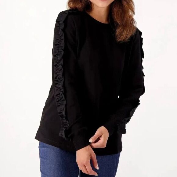 Jason Wu Black Ruffle‎ Sleeve Sweater Size Small - Picture 1 of 7